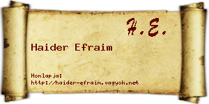 Haider Efraim névjegykártya